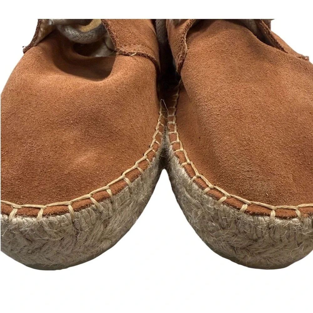 Casa Hernanz Madrid Suede Espadrille Flats Women Size‎ 38 Tan Lace Up